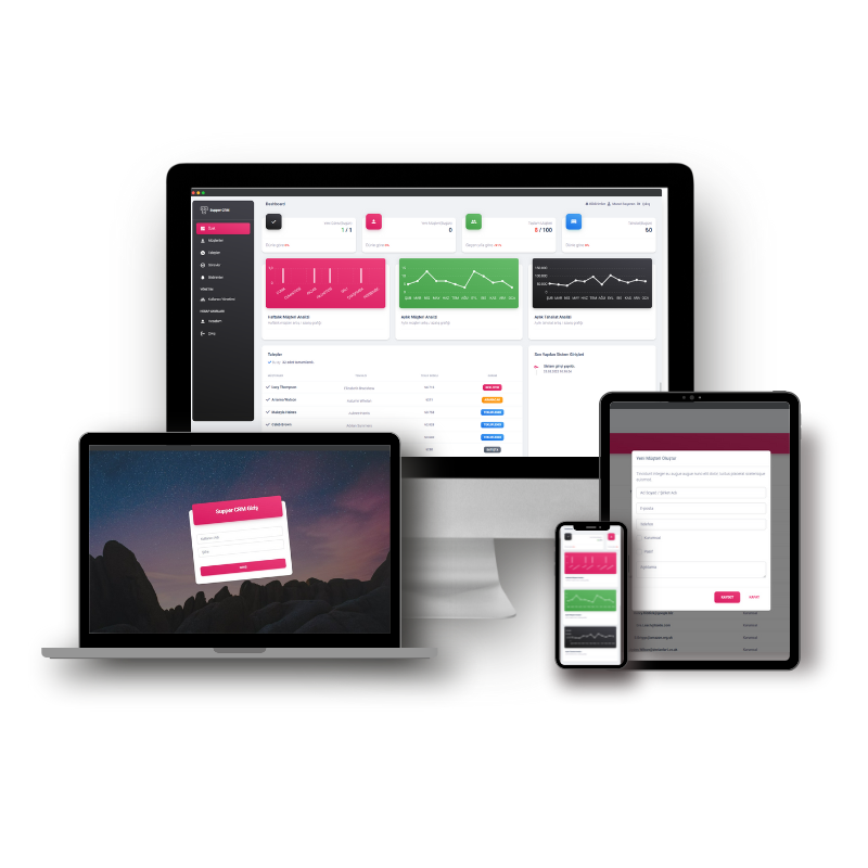 CRM Uygulama Altyapısı uygulama ekranları